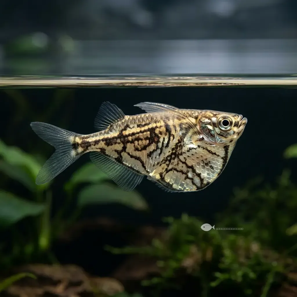 Pez hacha marmolado (Carnegiella strigata)
