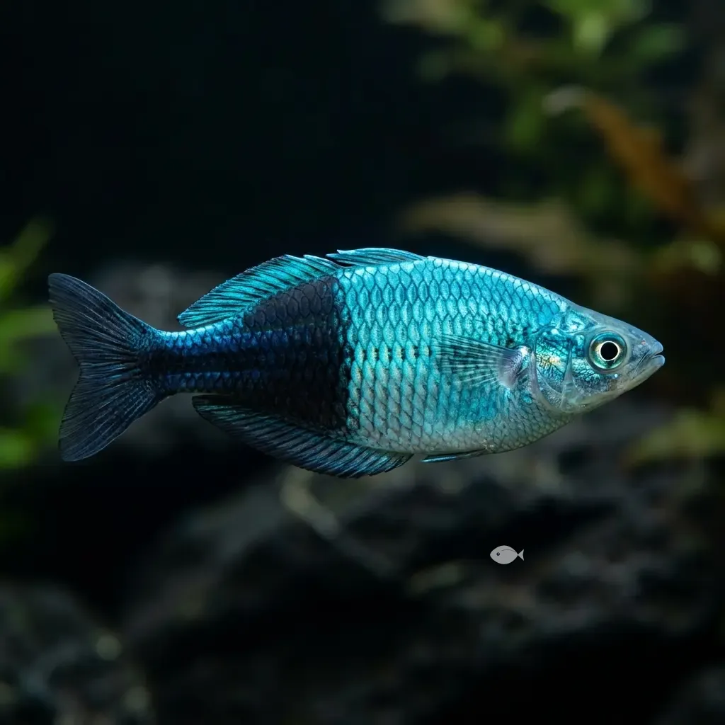 Pez arcoíris turquesa del Lago Kutubu (Melanotaenia lacustris)